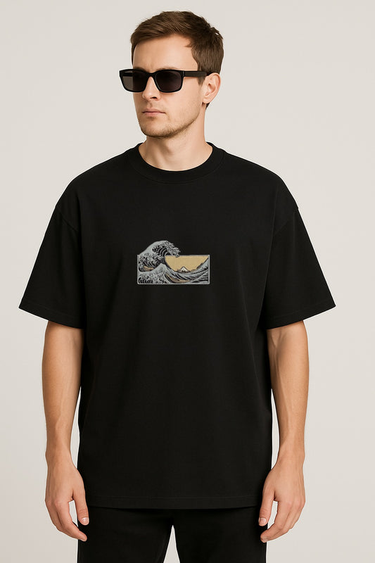 Black Oversize Embroidery   Tee(H-0001)